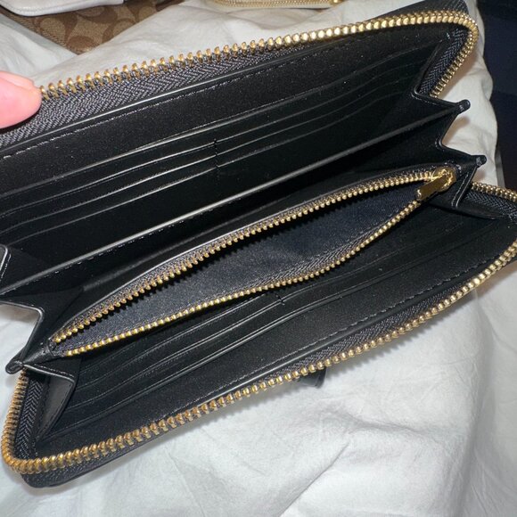 Coach Gold/Black Long Zip Around Wallet - Picture 5 of 5